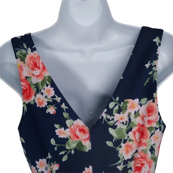 Monteau Floral  Dress Dark Blue M - Picture 6 of 8